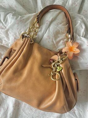 Juicy Couture Tan Leather Shoulder Bag with Gold Hardware